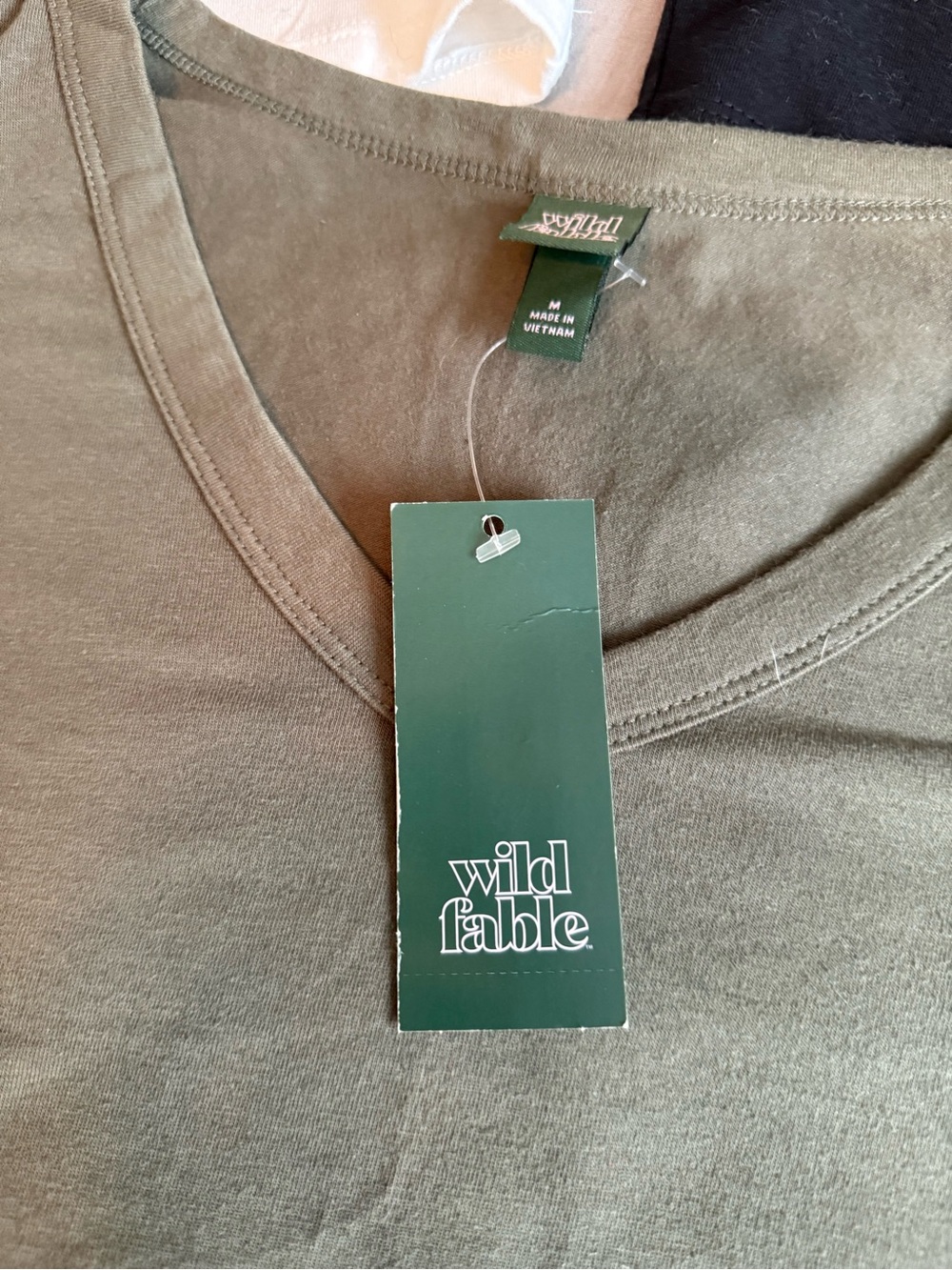 wild fable V-Neck Tee Trio - Olive, White & Black - Picture 2 of 4